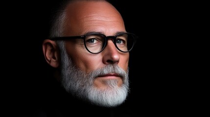 Fototapeta premium Close-up portrait of a mature man with glasses and a beard