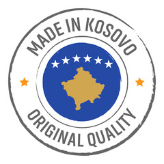 Made in Kosovo stamp logo with national flag illustration isolated png transparent
