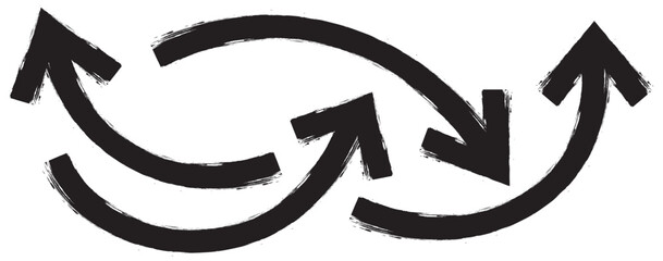 Black Hand drawn vector arrow set. Brush, marker drawn bold arrows set. Collection of hand drawn doodle thick arrows. Set of Hand drawn vector arrows doodle. Set of black hand drawn grunge doodle 