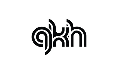 QKH Creative Unique Modern Letter Logo Design. Stylized logo featuring a unique letter design, presenting abstract minimalist aesthetics and modern appeal.