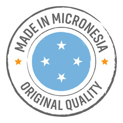 Made in Micronesia stamp logo with national flag illustration isolated png transparent
