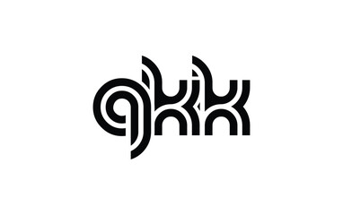 QKK Creative Unique Modern Letter Logo Design. Stylized logo featuring a unique letter design, presenting abstract minimalist aesthetics and modern appeal.