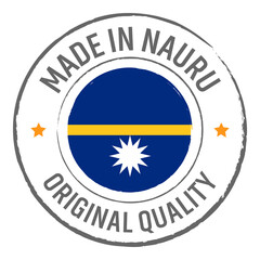 Obraz premium Made in Nauru stamp logo with national flag illustration isolated png transparent