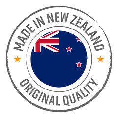 Made in New Zealand stamp logo with national flag illustration isolated png transparent