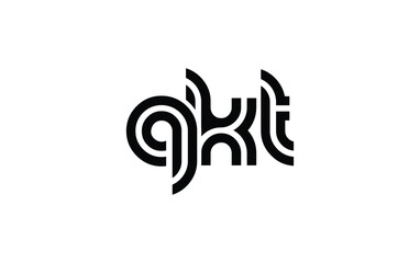 QKT Creative Unique Modern Letter Logo Design. Stylized logo featuring a unique letter design, presenting abstract minimalist aesthetics and modern appeal.