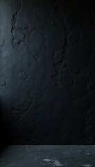 Obraz premium Rough black wall texture, dark concrete floor , abstract, texture, black background