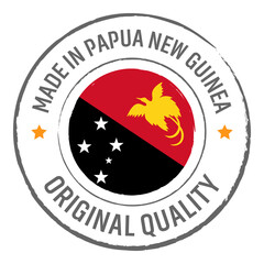 Made in Papua New Guinea stamp logo with national flag illustration isolated png transparent