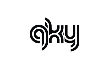 QKY Creative Unique Modern Letter Logo Design. Stylized logo featuring a unique letter design, presenting abstract minimalist aesthetics and modern appeal.