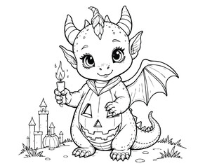 Baby Dragon Halloween coloring page