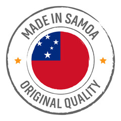 Made in Samoa stamp logo with national flag illustration isolated png transparent