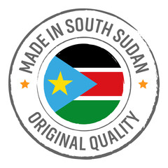 Made in South Sudan stamp logo with national flag illustration isolated png transparent