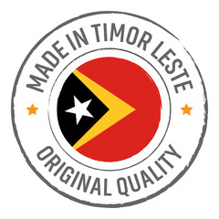Made in East Timor Leste stamp logo with national flag illustration isolated png transparent