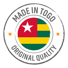 Made in Togo stamp logo with national flag illustration isolated png transparent