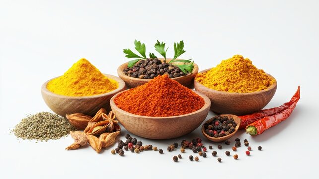 India food chicken masala and curry ingredient in 3d png white using for presentation. Created using generative AI.