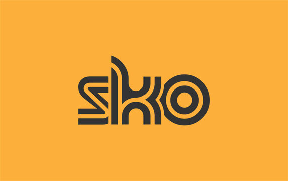 SKO Creative Unique Modern Letter Logo Design. Stylized logo featuring a unique letter design, presenting abstract minimalist aesthetics and modern appeal.