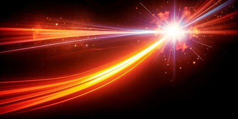 Abstract image depicting bright light streaks and bursts against a dark background scene