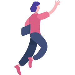 Vector woman hurry up icon female running