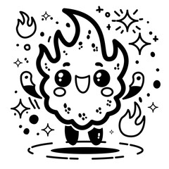 Cute Fire Flame Character