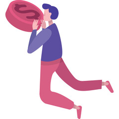 Man holding dollar coin vector money icon