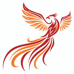 Obraz premium Abstract Phoenix Logo with Winged Motion and Fiery Gradient Twist