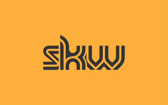 SKW Creative Unique Modern Letter Logo Design. Stylized logo featuring a unique letter design, presenting abstract minimalist aesthetics and modern appeal.