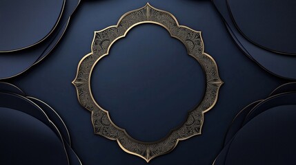 Elegant, ornate, dark navy background with a golden, decorative frame