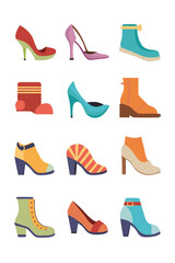 Trendy Shoe Collection: Flat vector icons and illustration