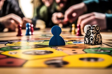 A lively board game night at home brings friends together, with laughter filling the air as participants engage in friendly competition and shared joy.