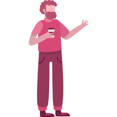 Man drinking vector coffee break flat icon