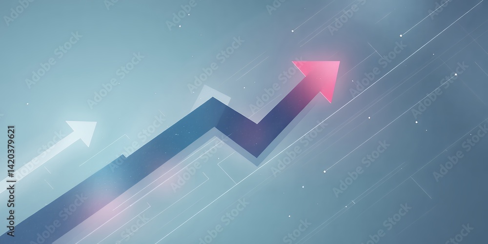 Aufkleber abstract blue background with upward trending arrows and line patterns indicating growth chart