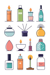 Collection of Illustrated Home Spa and Beauty Products