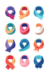 Colorful Scarves Collection: Winter Fashion and Style Graphics
