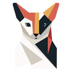 Geometric Low Poly Calico Cat  Illustration, Abstract Polygonal Animal Art, Modern Stylized Pet Design on Transparent Background for Digital Use