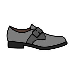 Grey Monk Strap Shoe Illustration on Black Background