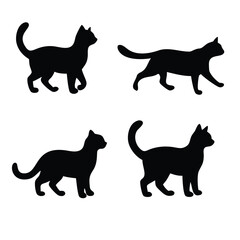 cat silhouettes black and white minimalist set illustration-2