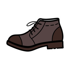 Brown leather men's shoe with black background image