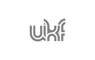UKF Creative Unique Modern Letter Logo Design. Stylized logo featuring a unique letter design, presenting abstract minimalist aesthetics and modern appeal.