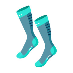 Illustration of two grey and cyan high socks