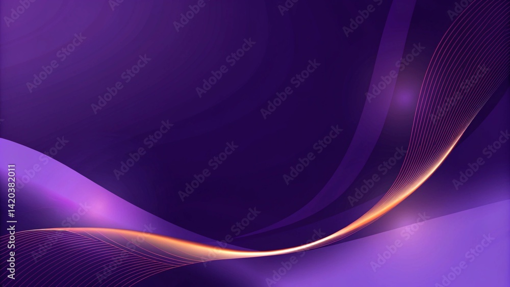 Poster Elegant purple curved line on purple background with lighting effect and with copy space for text. Luxury design style for premium branding, presentation, or digital graphic template use