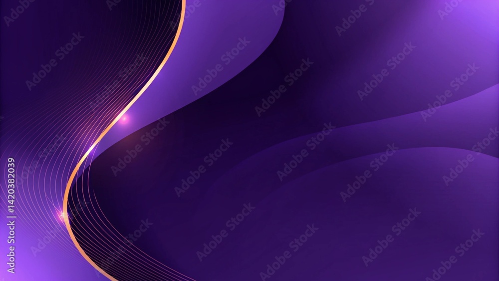 Aufkleber Elegant purple curved line on purple background with lighting effect and with copy space for text. Luxury design style for premium branding, presentation, or digital graphic template use