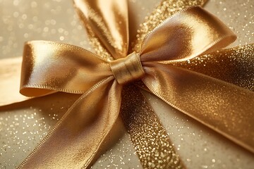 A luxurious golden ribbon gifts card serves as an elegant presentation for holiday promotions and personalized gifting, representing special moments and thoughtful gestures.