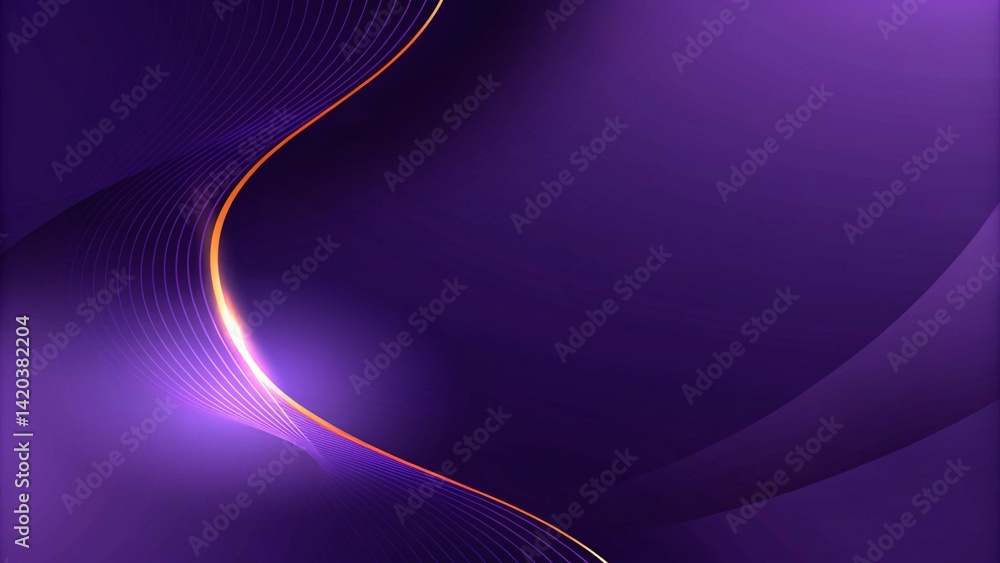 Poster elegant purple curved line on purple background with lighting effect and with copy space for text. l