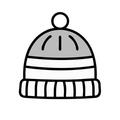 Winter Hat Icon Illustration with White and Gray