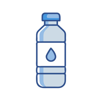 Water bottle illustration on black background, clean and simple