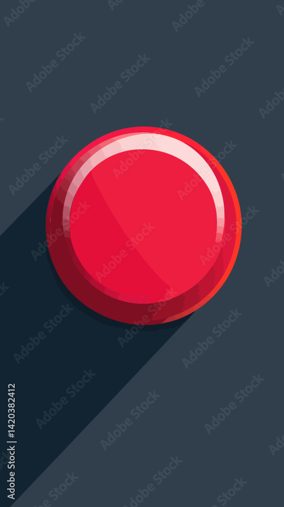 Poster minimalist red button icon for website or app flat vector template design