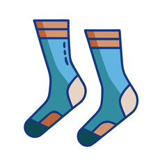 Blue socks illustration on black background, cold weather clothing