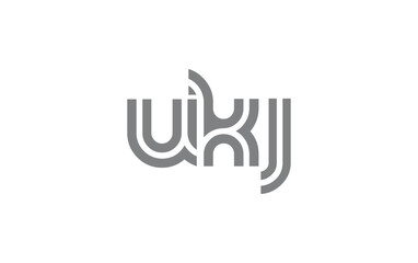 UKJ Creative Unique Modern Letter Logo Design. Stylized logo featuring a unique letter design, presenting abstract minimalist aesthetics and modern appeal.