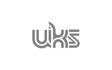 UKS Creative Unique Modern Letter Logo Design. Stylized logo featuring a unique letter design, presenting abstract minimalist aesthetics and modern appeal.