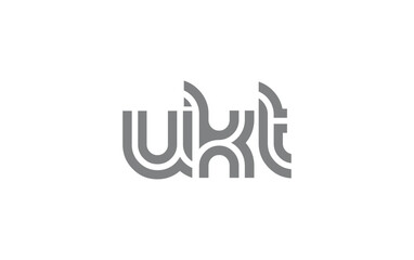 UKT Creative Unique Modern Letter Logo Design. Stylized logo featuring a unique letter design, presenting abstract minimalist aesthetics and modern appeal.