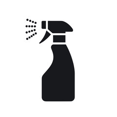 Cleaning spray bottle with nozzle spraying liquid  on a transparent background